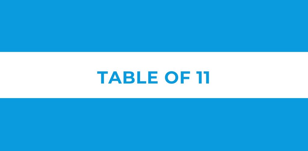 Table of 11
