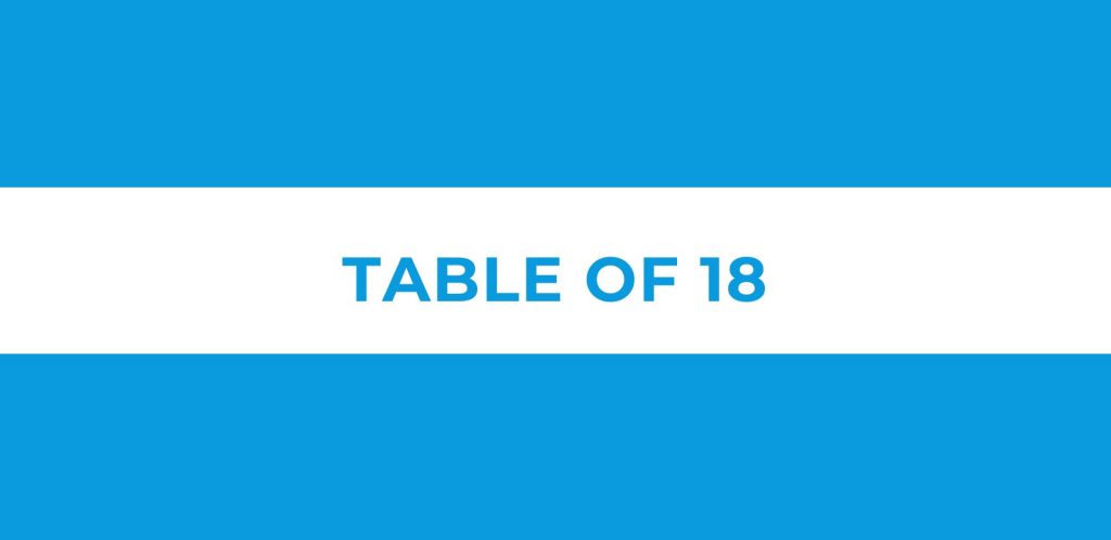 Table of 18