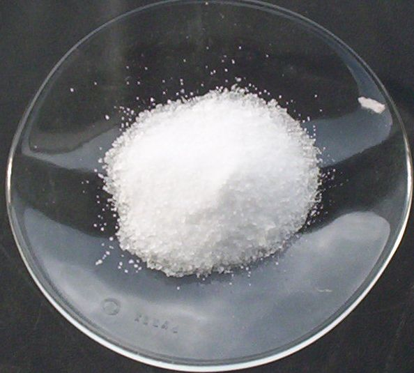 The physical form of sodium sulfate, which is a white crystalline solid