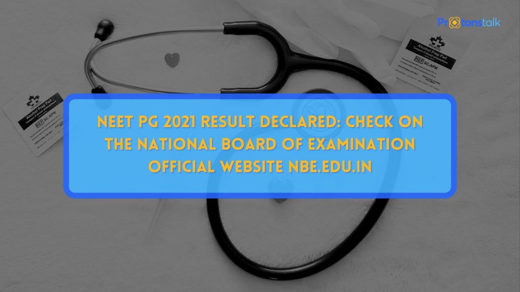 Result declared Neet pg 2021 National Board of Examination