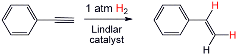Reduction of Phenylacetylene to Styrene in presence of Lindar Catalyst