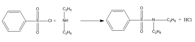 Reaction between benzene sulfonyl chloride and secondary amines